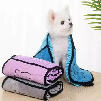 Dog Bath Robe Towel Quick Dry Pet Soft Towel Fiber Absorbent Cat Bath Towel Convenient Pet Cleaning Washcloth Thicken Durable розы красного