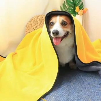 Dog Bath Towel Quick-Drying Bath Super Strong Water Absorbent Wipe Dry Large Dog Towel Corgi Teddy Special Pet Supplies Yellow small size