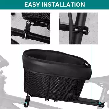 Dog Bike Basket Mountain Bike Shopping Basket Portable Cat Dog Carrier for Bike Front Crossbar with Sponge Liner Safety Strap