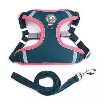 Dog Breathable- Vest Collar Soft Chest Reflective Strap for Small Medium Large Pets Soft Rope with Traction-Hook XS чёрный