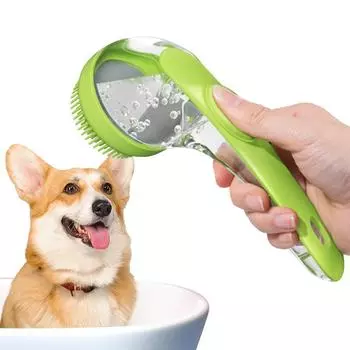 Dog Brush For Bathing Washing Brush With Soap Dispenser Dogs/Cats Grooming Shower Brush Bath Scrubber For Short & Long Haired зелёный