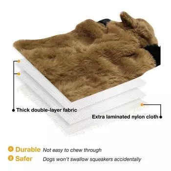 Dog Chew Toys Squeaker Squeaky Pet Dog Plush Toys Stuffingless Fox Fur Toys For Small Medium Large Dog Pets Supplies 1PC 42CM