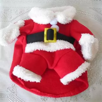 Dog Christmas Costume For Small Medium Dogs New Year Cosplay Puppy Cat Santa Claus Clothes Chihuahua Yorkshire Party Pet Outfits XS красный