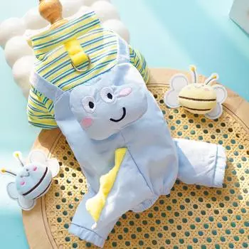 Dog clothes cat dog clothes cool handsome dinosaur overalls pet four-legged clothes than bear teddy spring and summer cat products XS (back length 20cm 1-1.5kg pet)