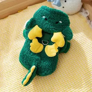 Dog clothes cute wind lion dance elements hooded contrasting colors medium and small dog warm cat autumn and winter pet fleece M (recommended weight 5-4 kg)