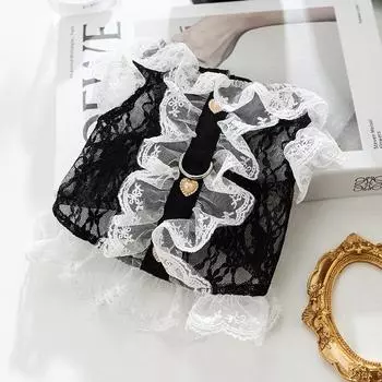 Dog Clothes Lace Traction Small and Medium Dogs Cat Teddy Puppies Puppies Spring Summer Pet Vest S (recommended weight 3-2.5 kg)