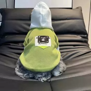 Dog Clothes Winter Dog Hooded Sweatshirt Warm French Bulldog Puppy Coat for Small Medium Dogs Pet Costume Chihuahua Pug XS зелёный