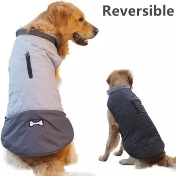 Dog Clothing Jackets Autumn and Winter Waterproof Double-sided Can Wear Dog Padded Coat Thickened Pet Supplies Products XS красный