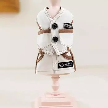 Dog clothing spring and summer retro style denim vest two-piece set medium and small dog teddy bear pet dog clothing XS (recommended weight 1-1.5 kg)