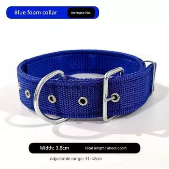 Dog Collar Collar Small, Medium and Large Dogs Soft Leather Foam Collar Dog Puppies Hand Holding Rope Abrasion Resistant Pet Supplies Blue foam collar plus size 66cm