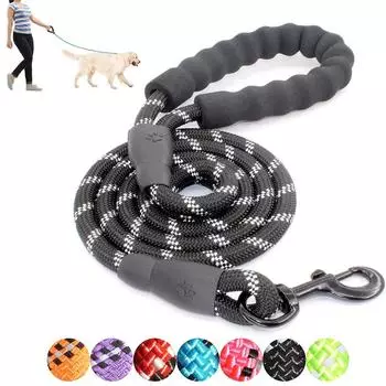 Dog Collar Nylon Dog Leash Puppy Walking Running Rope Leashes Training Strong Rope Belt Dog Leashes Rope for Small Medium Large 150cmx1.2cm чёрный