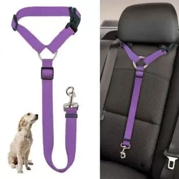 Dog Collars Leads Vehicle Car Dog Seat Belt Pet Dogs Car Seatbelt Harness Lead Clip Safety Lever Auto Traction Products фиолетовый