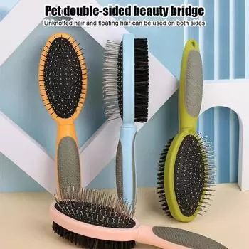 Dog Comb Pet Hair Remover Double-sided Combs for Cats Cleaning Tools Massage Dog Grooming Brush Long Hair Cat Brush Pet Products оранжевый