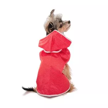 Dog Dog Dog Easy to Put On and Take Dot Velcro x Macks.i Raincoat, Wear, Clothes, Waterproof, Off, Pattern, MIDRD-01 (Red White, XXL)