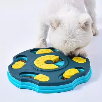 Dog Educational Toy Feeder anti-Choking Bowl Slow Food Bowl Pet Supplies Dog Bowl Training Smell Intelligence for Finding Food синий