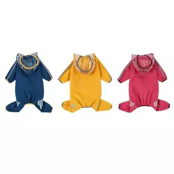 Dog Fashion Splicing Golden Retriever Big Dog Raincoat Medium and Large Dog Four-legged All-inclusive Waterproof Pet Poncho S