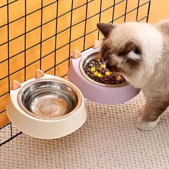 Dog Food Bowl Hanging Stainless Steel Pet Dogs Cats 2-in -1 Water Container Detachable Pets Drinking Feeding Supplies M белый