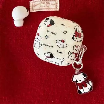 Dog for Samsung Buds2pro Protective Shell Buds Fe Bluetooth Earphone Sleeves Live/3pro Earphone Shell Couple Soft Shell Three Lamb Hat Dog Fashion For Samsung buds 3/3Pro Scarf dog + pendant