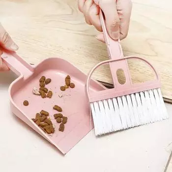 Dog Hamster Dustpan Small Broom Set Pet Professional Cleaning Tools Rabbit Pooper Scooper Guinea Pig Toilet Broom Accessories синий