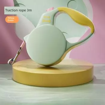 Dog Hand Holding Rope Automatic Retractable Dog Leash Small and Medium Size Dog Cat Chest Strap Teddy Small Dog Leash Pet Supplies Outdoor traction rope Green Yellow 3m