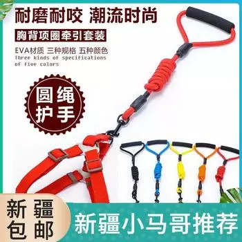 Dog Hand Holding Rope Dog Chain Collar Teddy/Golden Retriever Cat Small Medium and Large Puppy Dog Leash Pet Supplies 2.0cm-Medium for 7.50 kg-17.50 kg Random color