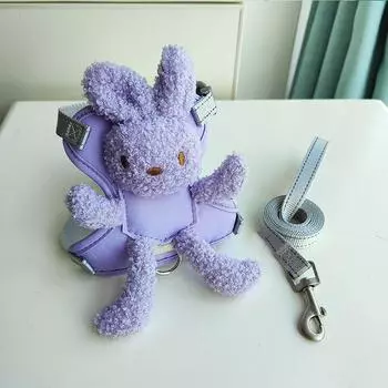 Dog Hand Holding Rope Vest-Style Small Size Dogs Teddy Bichon Dog Chain Walking Cat Chest Strap Dog Leash Pet Supplies S (1.00 kg-3.00 kg Purple (MengMeng Rabbit 1.2 m)