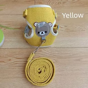 Dog Hand Holding Rope Vest Teddy Bichon Small Dog Chest Strap Cat Walking Rabbit Chain Pet Supplies S (1.25 kg-2.00 kg Yellow Bear 1.2 m