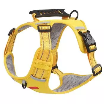 Dog Harness and Leash Safe Explosion Proof Reflective Double Protection Dog Training Harness Set XS 24in: 63.5 X 48 X 50.8cm / 25 X 18.9 X 20in жёлтый