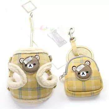 Dog Harness Backpack Set Autumn Warm Adjustable Puppy Cat Harness Vest French Bulldog Chihuahua Pug Outdoor Walking Lead Leash 1.5-3.5kg pets