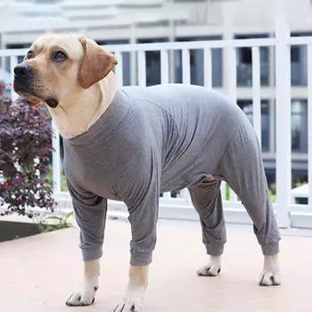 Dog Jumpsuit High Stretch Four-Legged Dog Coat Anti licking Striped Pet Homewear Mosquito Repellent Pet Clothing Warm Puppy Coat XS