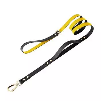 Dog Leash Leather Separate Rope Explosion-Proof Punch Medium Dog Chain Leash Shiba Inu Corgi Pet Supplies Length 1.5 m Bright Black (WIDTH 2.5cm)