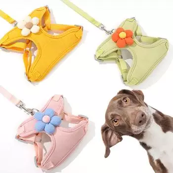 Поводок для собак, поводок-жилет с милым цветком, веревка для жилета, 4 фута длиной, поводок для дрессировки домашних животных, ходьбы, плавания, походов S синий