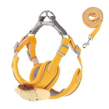 Dog leash, three-dimensional cute cartoon chest back small dog vest type anti-break free dog walking leash Xxs [recommended 4-3.5kg]