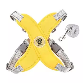 Dog leash Vest type reflective pet chest strap Small and medium-sized dog walking leash Anti-break free dog leash S [8-7 kg] жёлтый