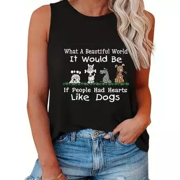 Dog Lovers 3D Dog Print Women s Tank Tops Summer Everyday Fashion Women s Sleeveless T-shirts Street Casual Women s Tank Tops S