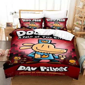 DOG MAN Bedding Set Single Twin Full Queen King Size Bed Set Aldult Kid Bedroom Duvetcover Sets 3D Print Kawaii bed sheet set AU Single(140x210cm)