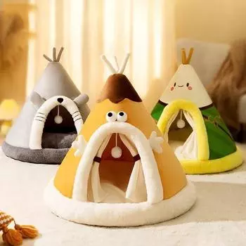 Dog Nest Warm Dog Bed Four Seasons Universal House Type Triangle Tent Closed Cat Nest Dog House Cat Mat Dog Mattress Cat Bed S 38X38CM
