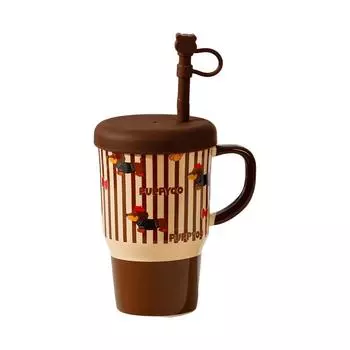 Dog Pattern Water Cup Cartoon Coffee Cup Portable High Aesthetics Cup Travel Style 1