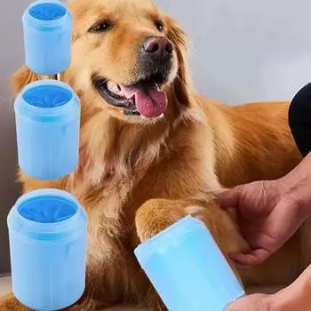 Dog Paw Cleaner Dog Paw Washer Cup Lightweight Dog Cat Paw Plunger Mud Cleaner Portable Soft Brush Pet Foot Washer 7.2x9.3cm синий
