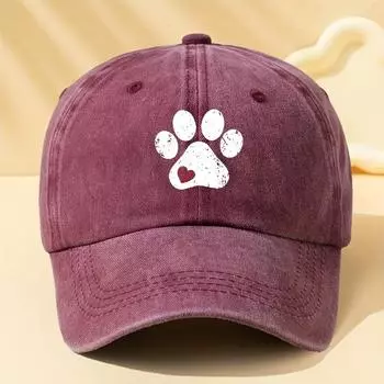 Dog paw print retro baseball cap, men s and women s duckbill cap, outdoor party, camping trip, sun hat, truck driver