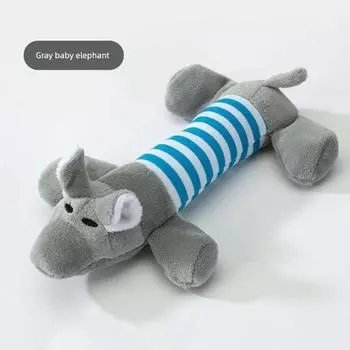 Dog Plush Sound Toy Self-Hi Relieving Stuffy Handy Gadget Molar Long Lasting Teddy Corgi Bichon Golden Retriever Pet Supplies Gray Elephant