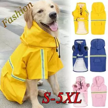 Dog Raincoat Spring and Summer Clothes Cape-style Reflective Strip Pet Raincoat Rainproof Dog Hooded Raincoat S жёлтый
