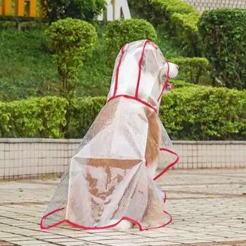 Dog Raincoat Waterproof Transparent Big Red Edging Thickened Dog Raincoat Cloaked To Prevent Water Seepage Rain Coat XS-XL XS прозрачный