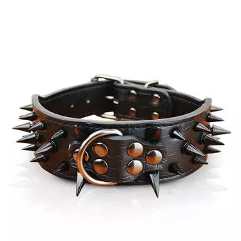 Dog Rivet Collar Anti-Bite Bite-Proof Protector German Shepherd Dubin Collar Dog Chain Iron Chain Small and Medium-Sized Dogs Pet Supplies XS wide 5.0 adjustment 37-45cm Black