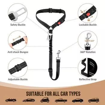 Dog Seat Belts 3-in-1 Headrest Restraint Dog Seatbelt Pet Car Safety Seat Belt Clip Buckle Tether for Small Medium Large Dogs