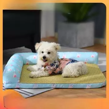 Dog Sleeping Bed Is Breathable and Cool and The Cat Sleeping Mat Will Not Make You Stuffy After Sleeping for A Long Time S:50*35*12 cm
