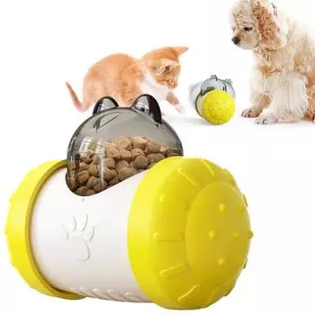 Dog Slow Feeder Toy Leaking Food Dispenser Healthy Diet Swing Tumbler Pulley Toy Fit for Small Middle Size Pets Interactive Game жёлтый