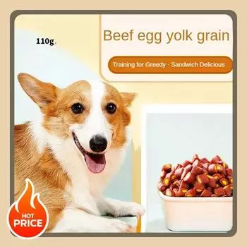 Dog Snacks Beef Egg Yolk 100g Pet Snacks Meaty and Tough Pellets Chewy Dog Teething Stick Training Reward Snacks Nutritious 110g
