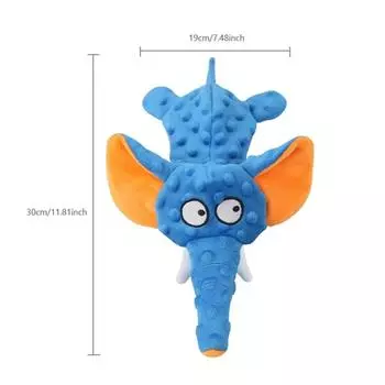 Dog Squeaky Toy No Stuffing Crinkle Durable Dog Chew Toy Cute Plush Elephant Shaped Puppy Toy for Teething Cleaning Pet Supplies серый