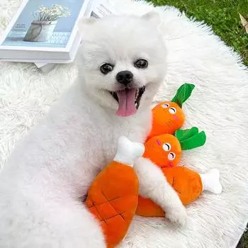 Dog Squeaky Toys Cute Stuffed Pet Plush Carrot Chicken Legs Bone Puppy Chew Toys for Small Medium Dogs Vegetables Squeakers Toys